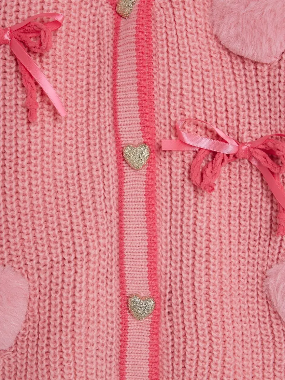 River Island Pink 3D Heart & Bow Cardigan