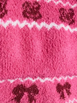 River Island Pink Fairisle Bow Cosy Cardigan & Shorts Set