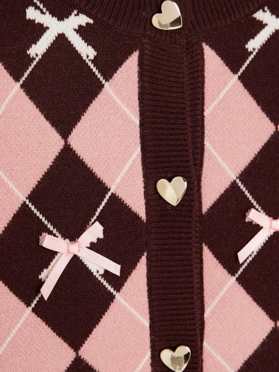 River Island Pink Girls Argyle Cardigan and Skirt Set