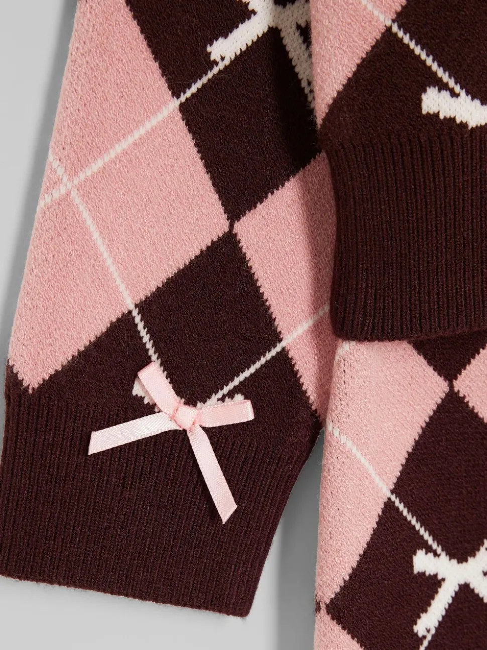 River Island Pink Girls Argyle Cardigan and Skirt Set