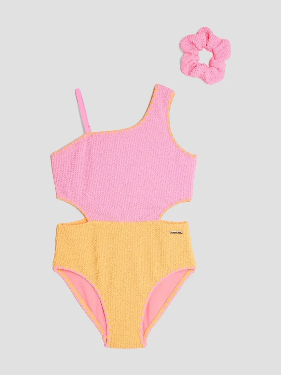 River Island Pink Girls Blocked Textured Swimsuit