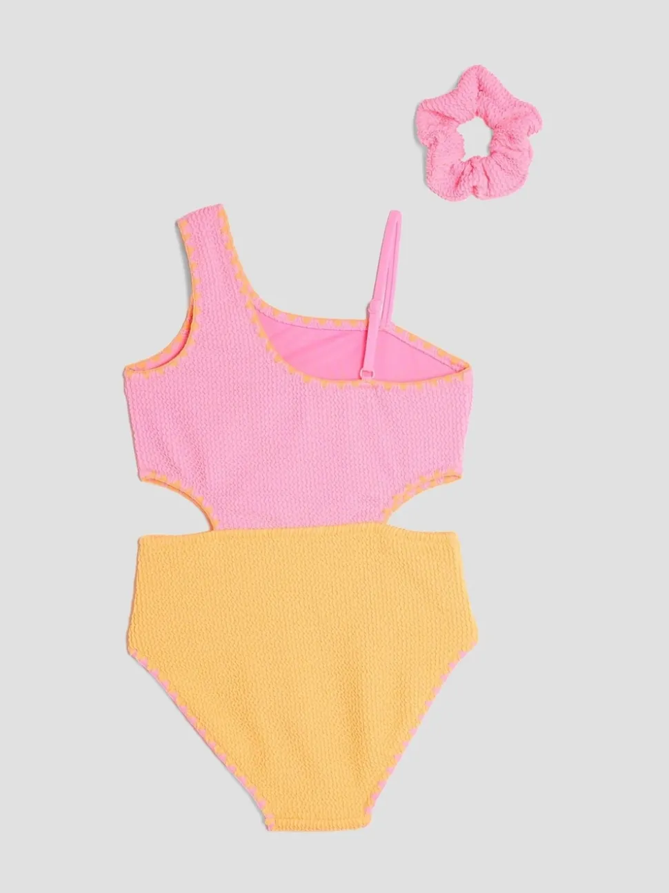 River Island Pink Girls Blocked Textured Swimsuit