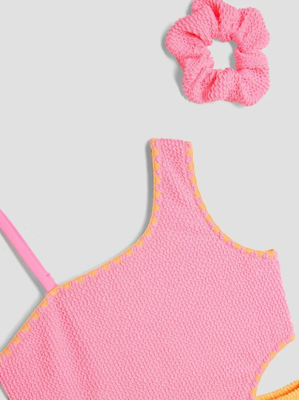 River Island Pink Girls Blocked Textured Swimsuit