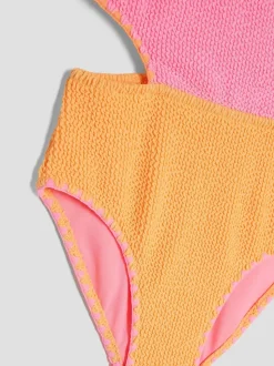 River Island Pink Girls Blocked Textured Swimsuit