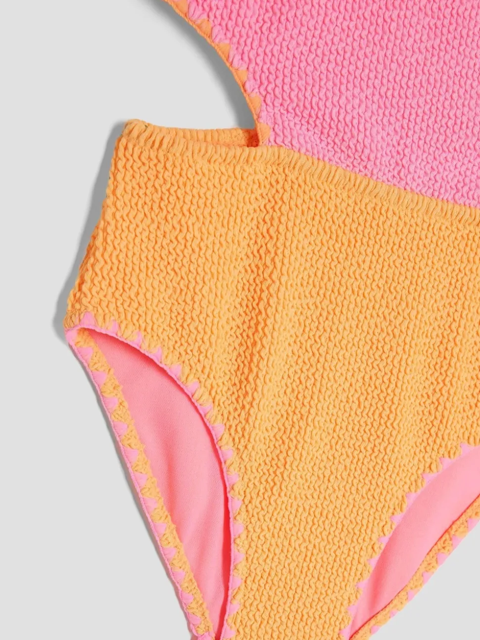 River Island Pink Girls Blocked Textured Swimsuit