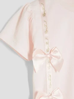 River Island Pink Girls Branded Bow T-Shirt Set