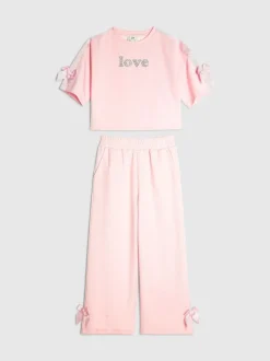 River Island Pink Girls Clean T-Shirt and Joggers Set