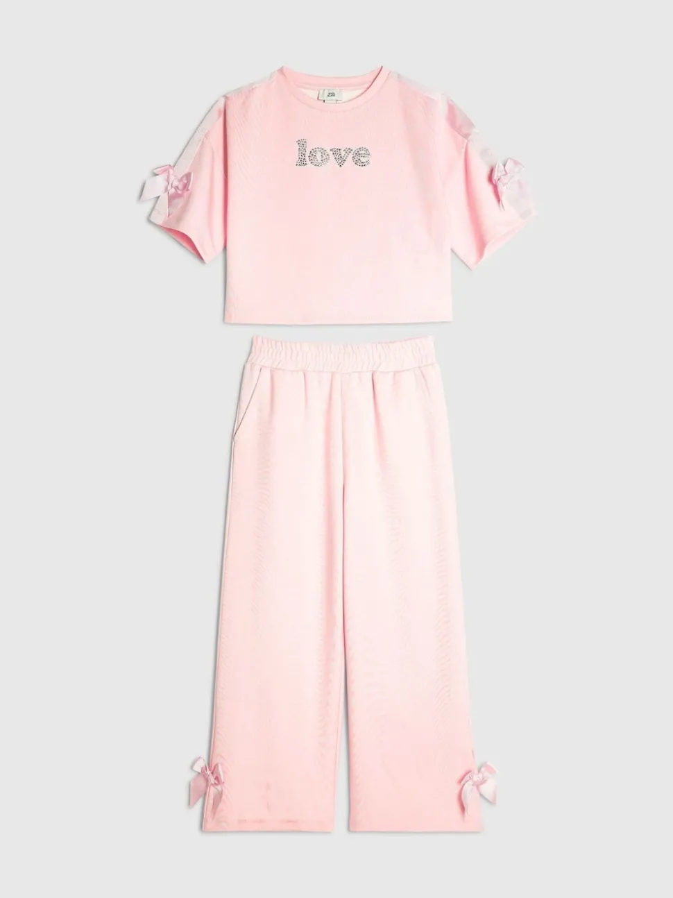 River Island Pink Girls Clean T-Shirt and Joggers Set