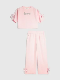 River Island Pink Girls Clean T-Shirt and Joggers Set