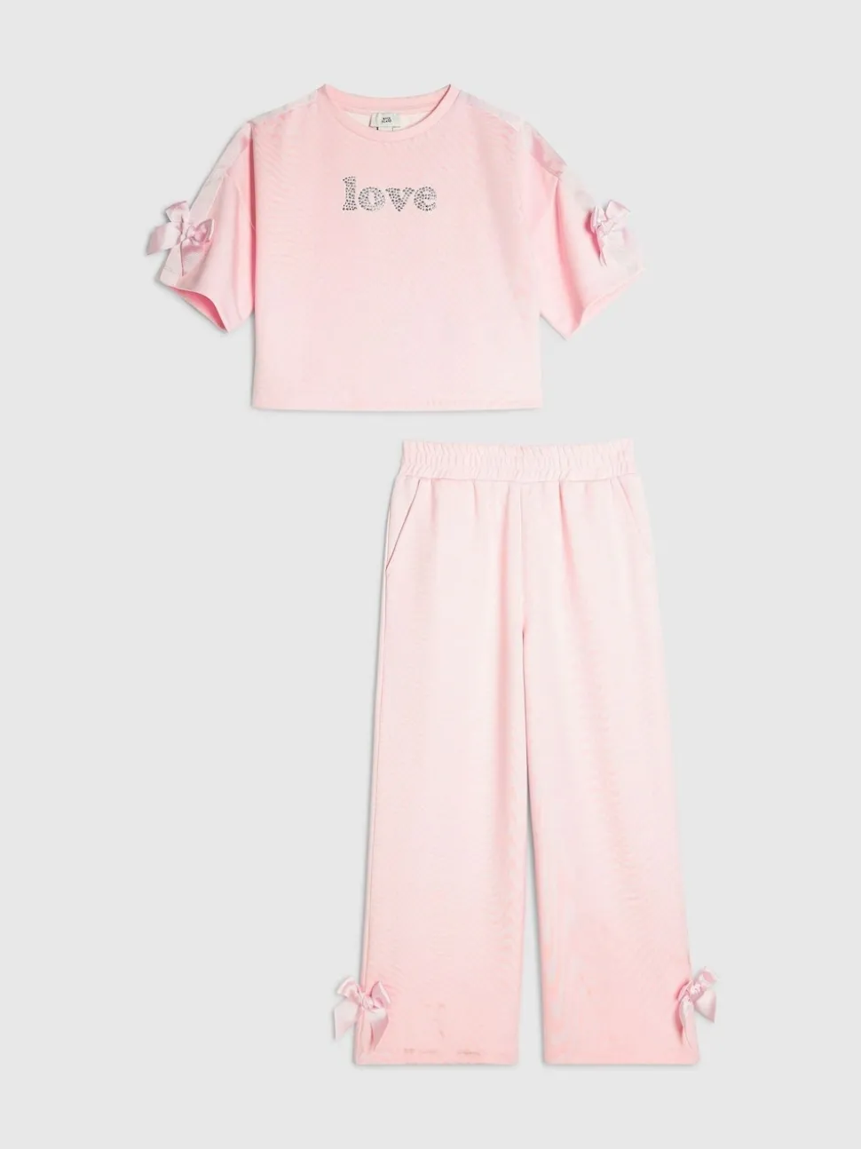 River Island Pink Girls Clean T-Shirt and Joggers Set