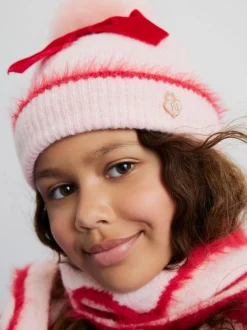 River Island Pink Girls 3D Bow Beanie