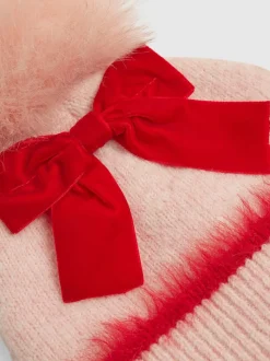 River Island Pink Girls 3D Bow Beanie