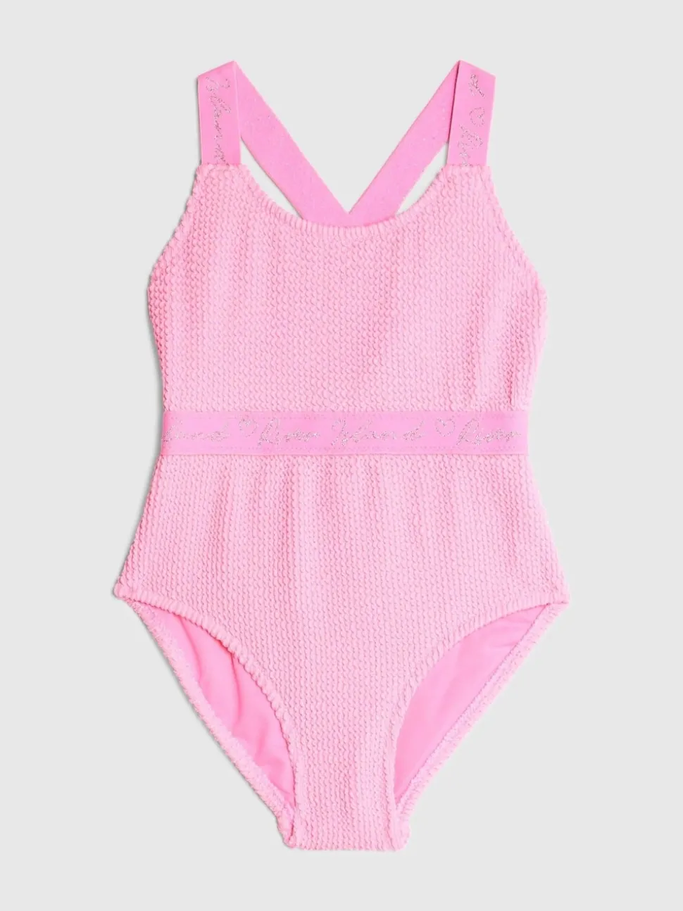 River Island Pink Girls Elastic Textured Swimsuit