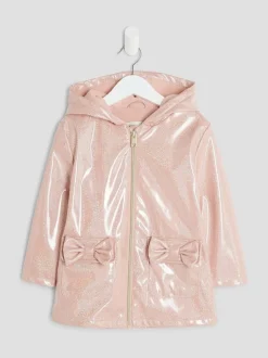 River Island Pink Girls Glitter Rain Trench Coat