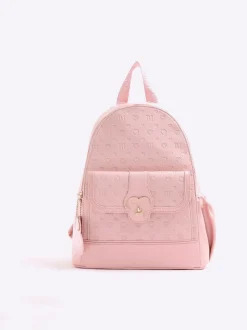 River Island Pink Heart Lock Pocket Backpack