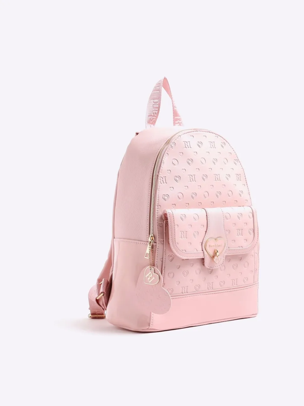 River Island Pink Heart Lock Pocket Backpack