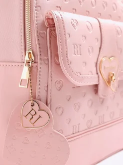 River Island Pink Heart Lock Pocket Backpack