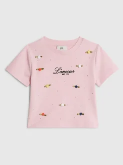 River Island Pink Lamour Rosette Baby T-Shirt