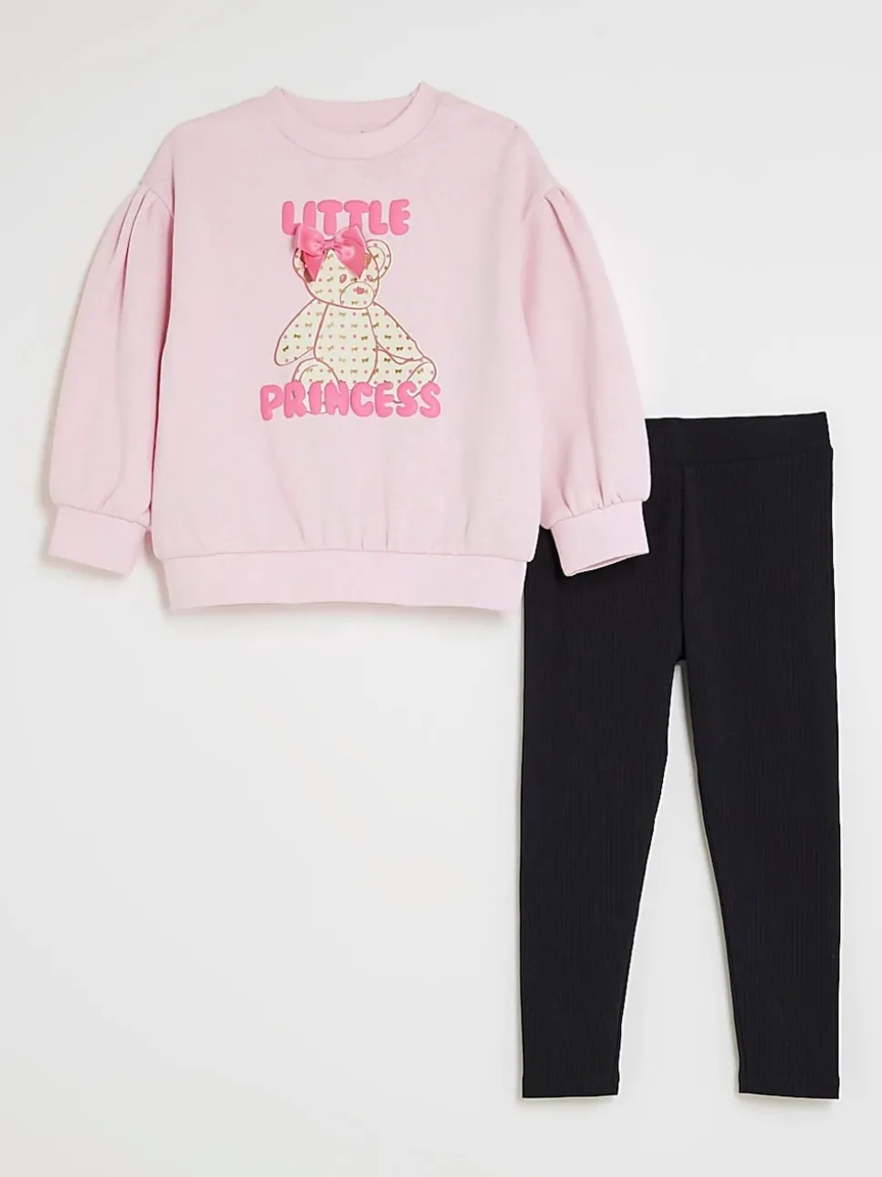 River Island Pink Little Princess Bear & Leggings Set