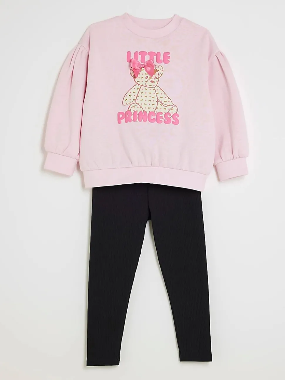 River Island Pink Little Princess Bear & Leggings Set