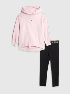 River Island Pink Logo Waistband Hoodie & Joggers Set
