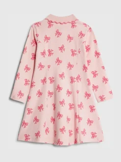 River Island Pink Long Sleeve Rib Polo Dress