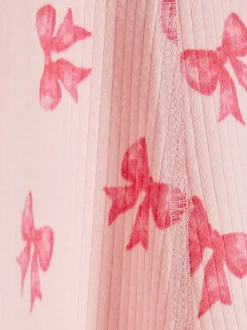 River Island Pink Long Sleeve Bow Collar Rib Dress