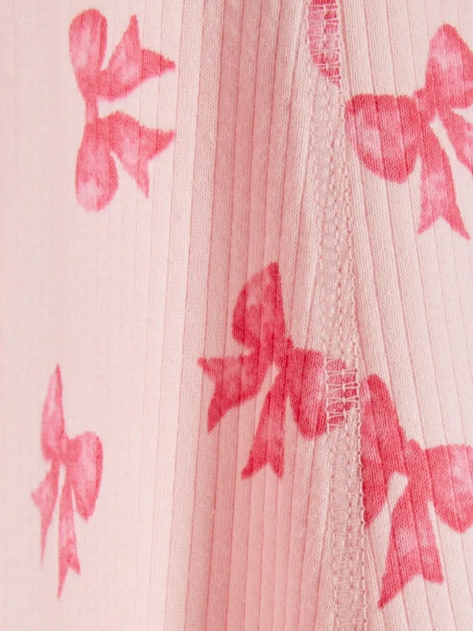 River Island Pink Long Sleeve Bow Collar Rib Dress