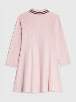 River Island Pink Long Sleeve Rib Polo Dress