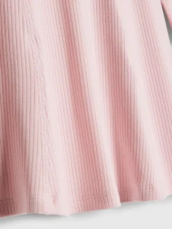 River Island Pink Long Sleeve Rib Polo Dress