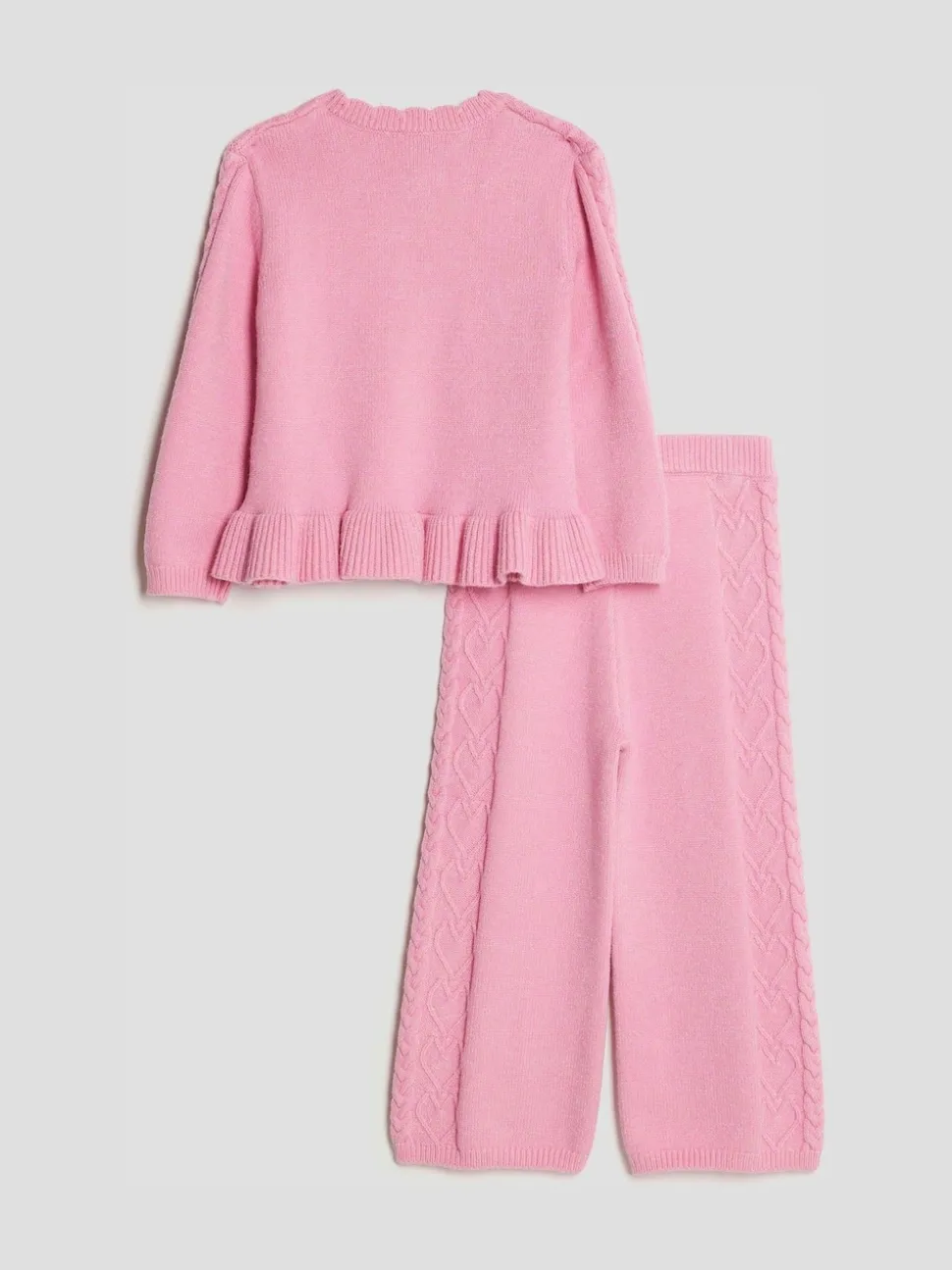 River Island Pink Long Sleeve Bow Peplum Cardigan & Trouser Set