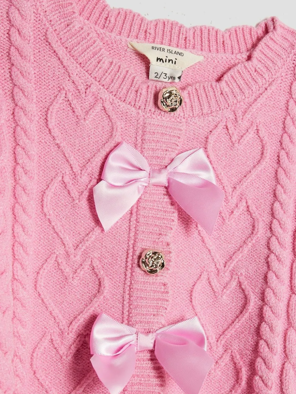 River Island Pink Long Sleeve Bow Peplum Cardigan & Trouser Set
