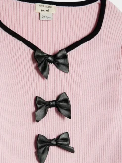River Island Pink Long Sleeve Bow Top & Trousers Set