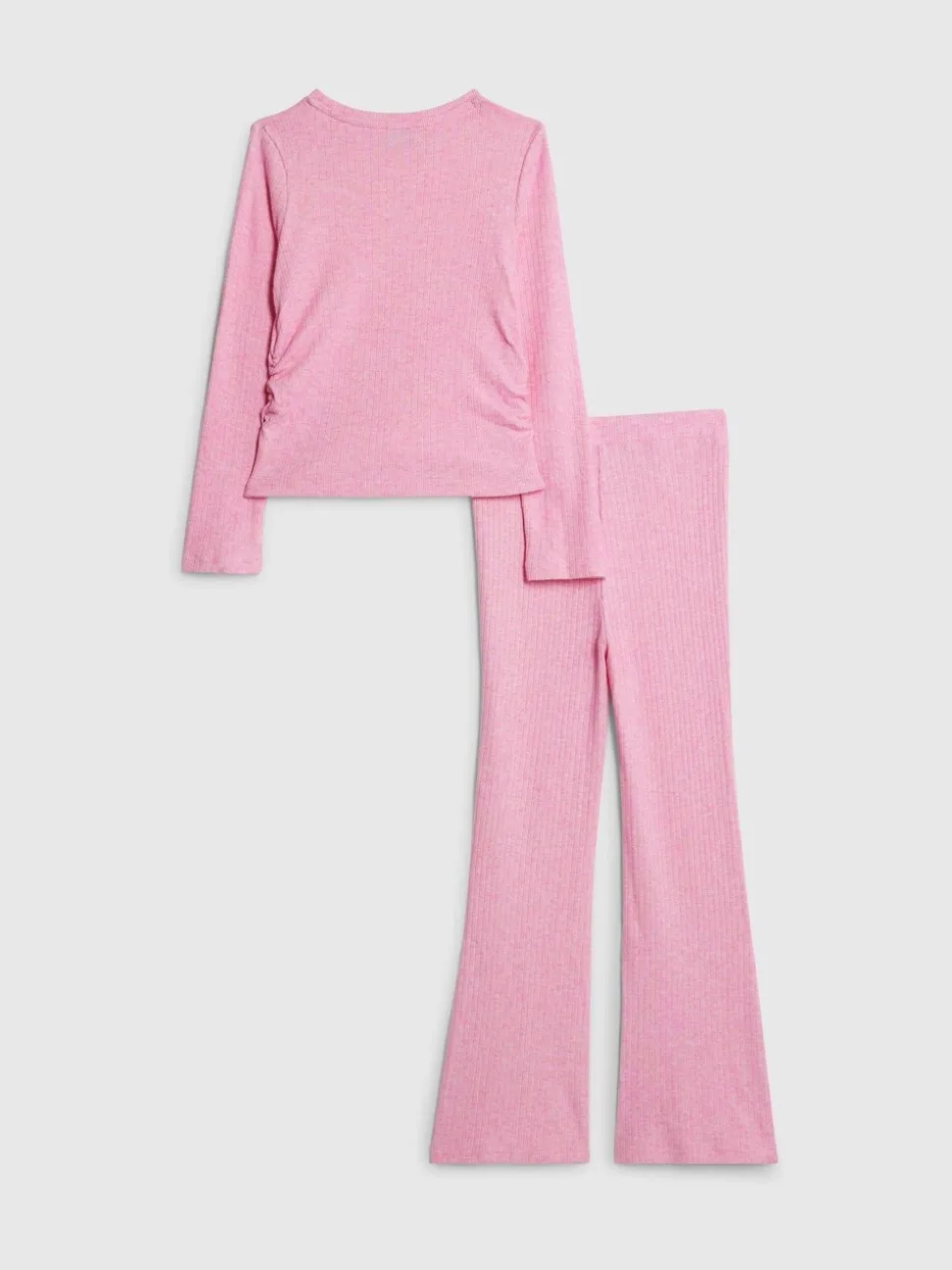 River Island Pink Long Sleeve Ruched Cosy Crop Top & Kickflare Set