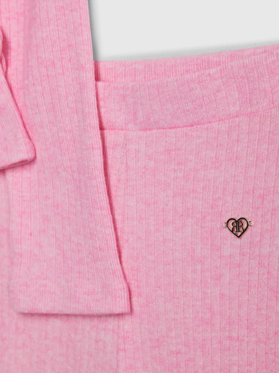 River Island Pink Long Sleeve Ruched Cosy Crop Top & Kickflare Set