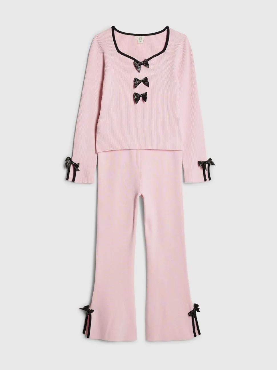 River Island Pink Long Sleeve Bow Top & Joggers Set