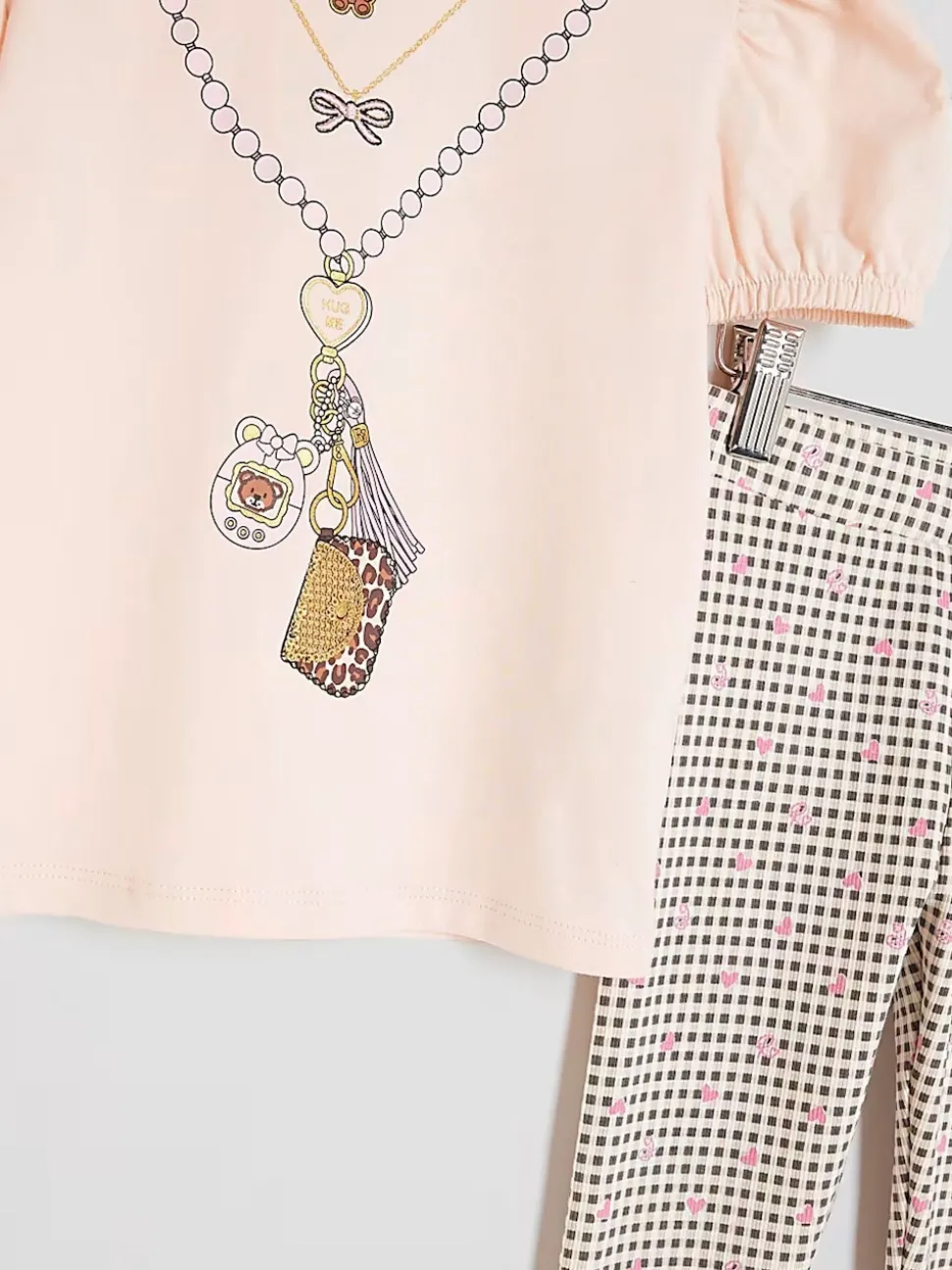 River Island Pink Necklace T-Shirt and Leggings Set