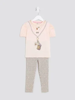 River Island Pink Necklace T-Shirt and Leggings Set