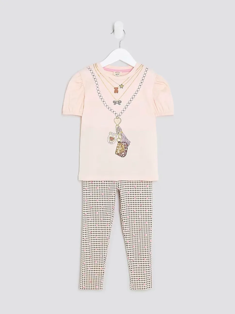 River Island Pink Necklace T-Shirt and Leggings Set