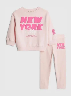 River Island Pink New York City Sweatshirt & Leggings Set