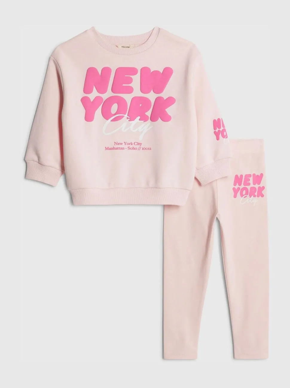 River Island Pink New York City Sweatshirt & Leggings Set