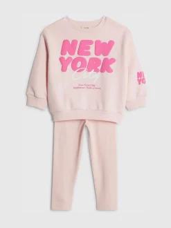 River Island Pink New York City Sweatshirt & Leggings Set