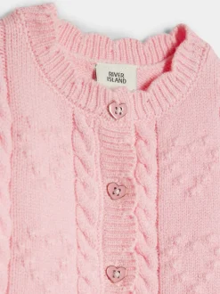 River Island Pink Peplum Knitted Bow Cardigan and Legging Set