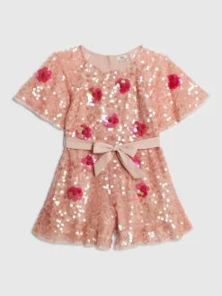 River Island Pink Sequin Flower Playsuit