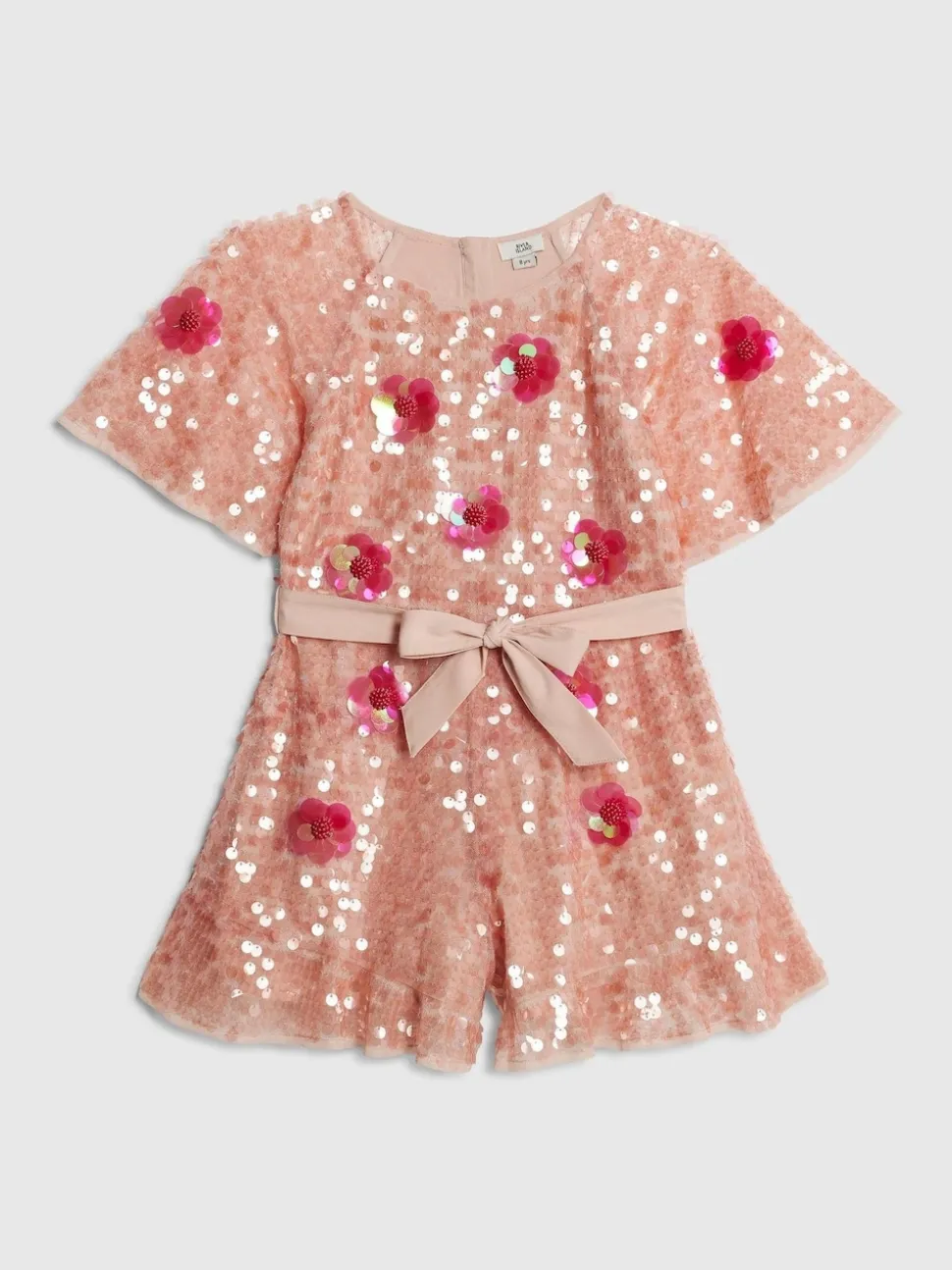 River Island Pink Sequin Flower Playsuit
