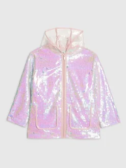 River Island Pink Sequin Rain Trench Coat