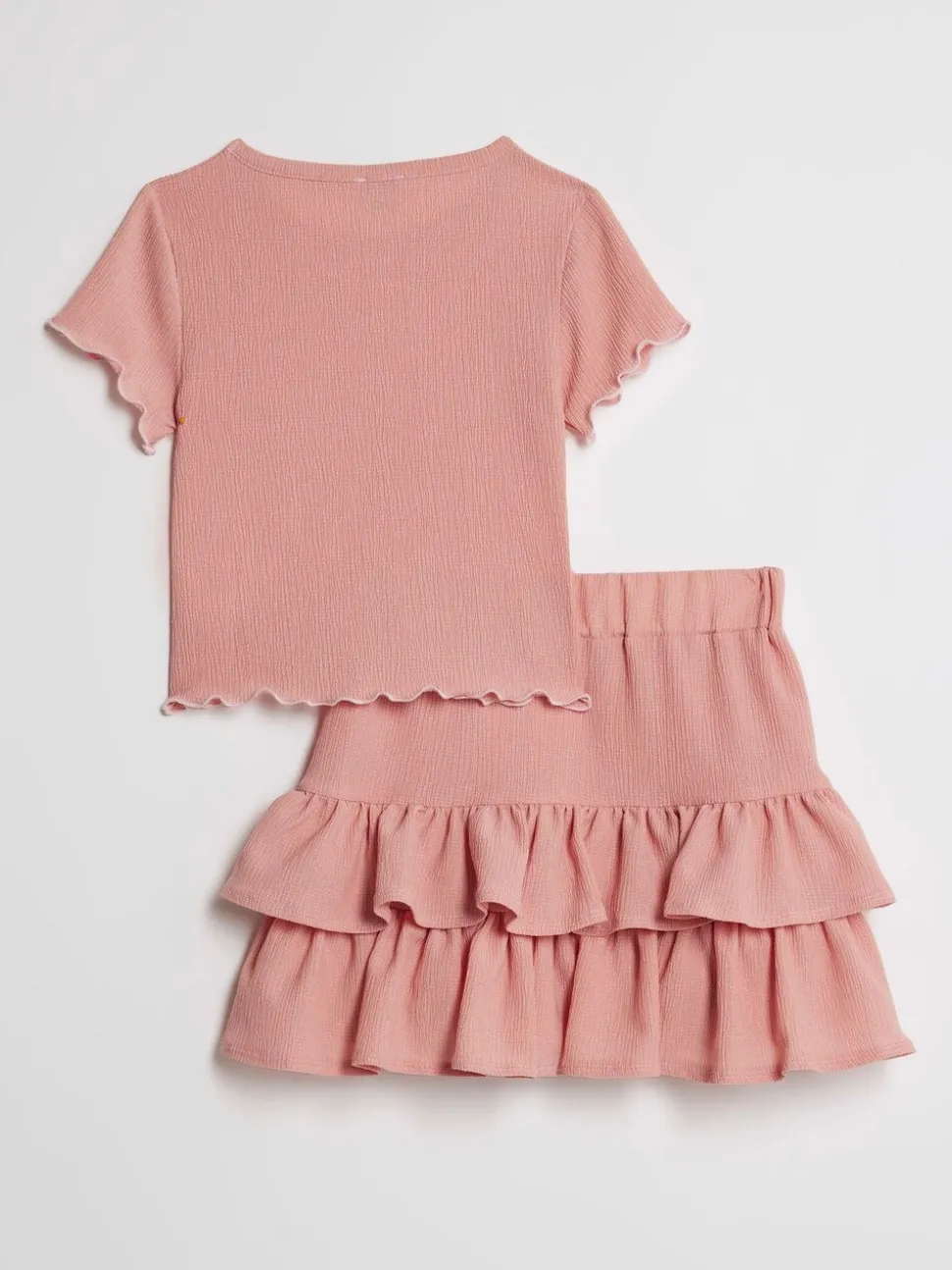 River Island Pink Textured Baby T-Shirt & Rara Skirt Set