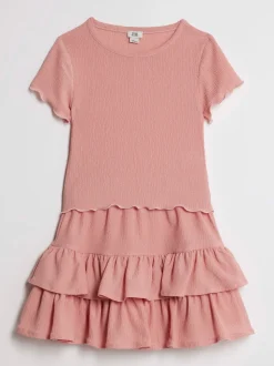 River Island Pink Textured Baby T-Shirt & Rara Skirt Set