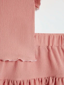 River Island Pink Textured Baby T-Shirt & Rara Skirt Set