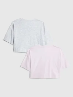 River Island Purple Girls Waistband Crop T-Shirts 2 Pack